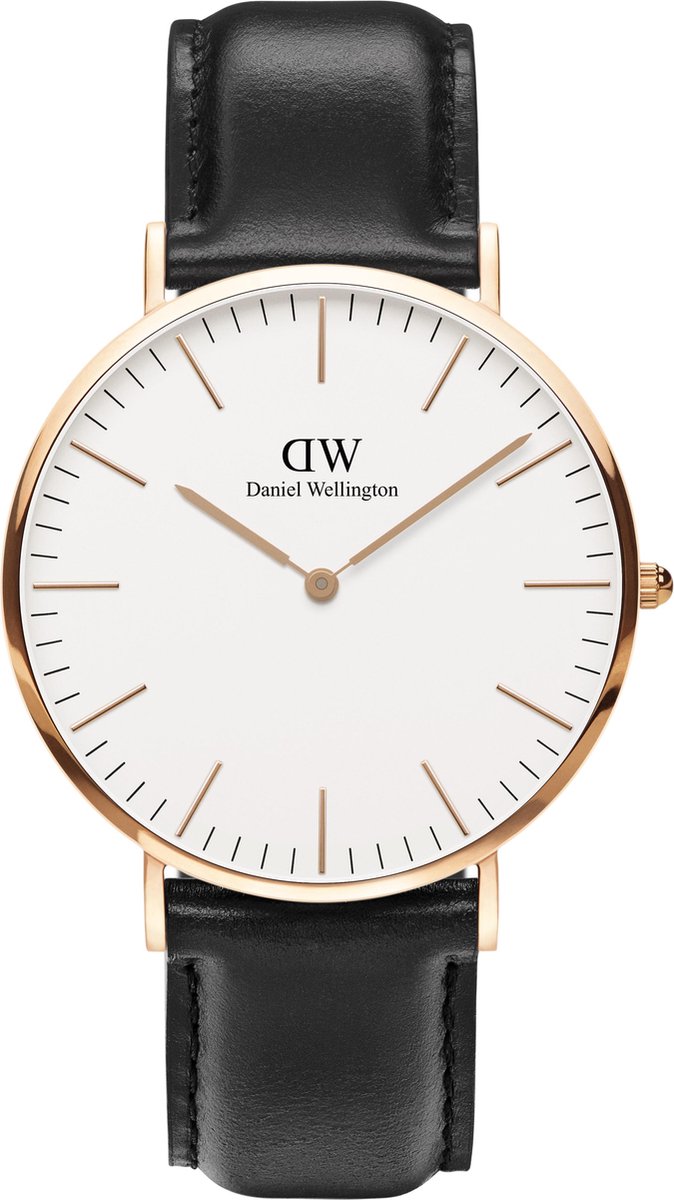 Daniel Wellington Classic Sheffield DW00100007 - Horloge - Leer - Zwart - Ø40mm