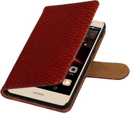 intellectueel gallon afbetalen Rood Slang booktype wallet cover hoesje voor Huawei Y6 II Compact | bol.com