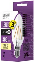 Emos LED Filament E14 - 4W (40W) - Warm Wit Licht - Niet Dimbaar