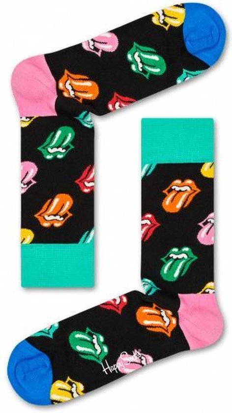 Happy Socks - Collabs Rolling Stones Paint It Bright - Zwart Multi - Unisex -Maat 36-40
