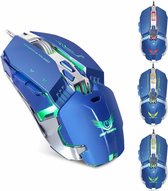 ZERODATE X800 Bedrade mechanische macro's Definiëren 8 programmeerbare toetsen 3200 DPI instelbare gamingmuis met optische verlichting (blauw)