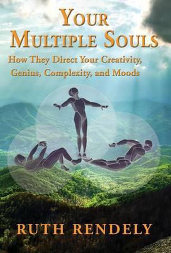 Boekhoes met de titel "Your Multiple Souls", met op de voorgrond drie silhouetten van mensen in een cirkelvormige opstelling, boven een berglandschap.