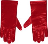 Rode gala handschoenen kort van satijn 20 cm