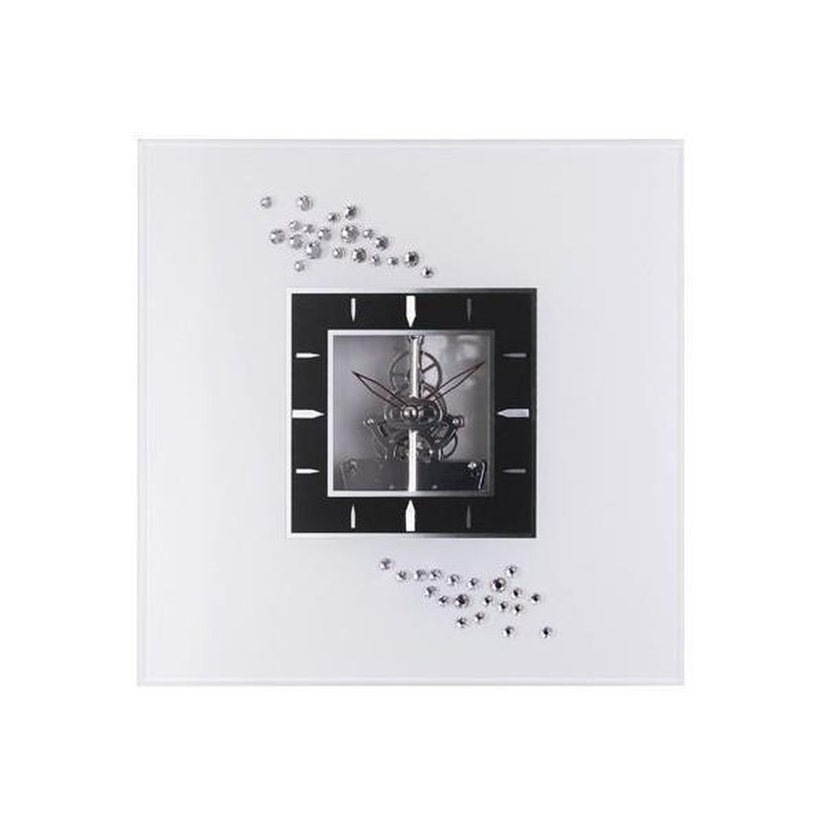 Nextime Crystal Wandklok 30x30cm | Glazen klok met Swarovski kristallen