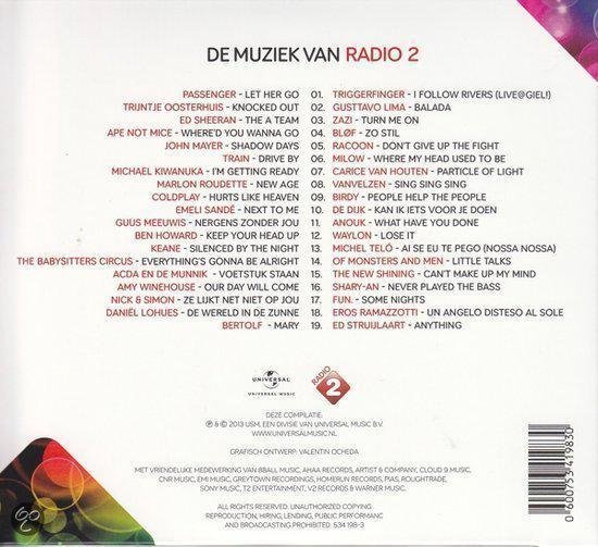 Achterkant albumhoes De Muziek Van Radio 2 met tracklist, logo's en barcode.
