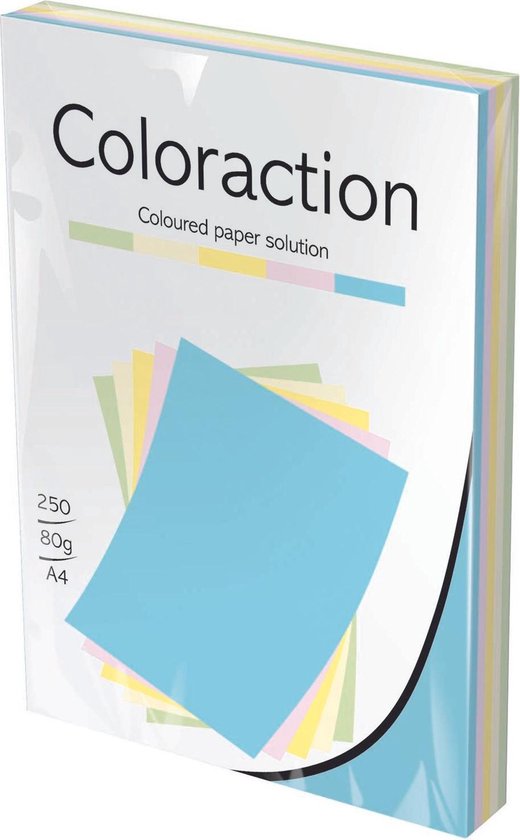 wolf advies Interesseren Coloraction Rainbow gekleurd kopieerpapier A4 80 gram assorti Pastel  kleuren 250 vel | bol.com