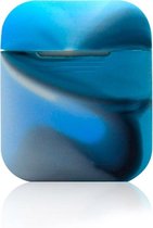 KELERINO. Siliconen hoesje geschikt voor Apple Airpods 1 & 2 - Softcase - Camouflage Blauw