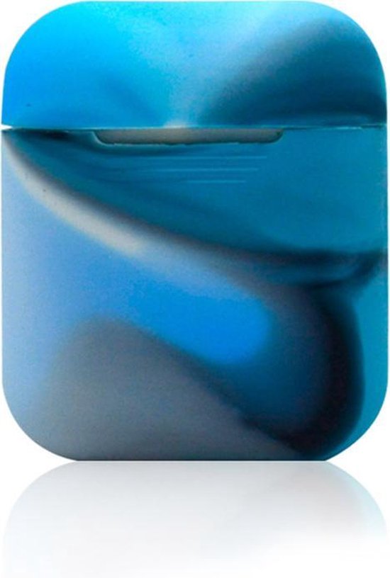 KELERINO. Siliconen hoesje geschikt voor Apple Airpods 1 & 2 - Softcase - Camouflage Blauw
