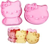 Koekjesvorm 2 Stks / set Hello Kitty, 2 delige set, Cookie cutter, Uitsteekvorm, Cookie Mold Plastic, Suiker Fondant