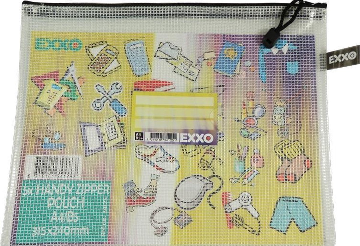 EXXO-HFP #34125 - A4 Opbergtas Handy; Multi-Purpose; Rits zwart; Pak @ 5 stuks