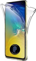 Hoesje geschikt voor Samsung Galaxy S10e - 360 Graden Case 2 in 1 Hoes Transparant + Ingebouwde Siliconen TPU Cover Screenprotector