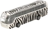 Bus safari speelgoedauto zebra print 14 cm