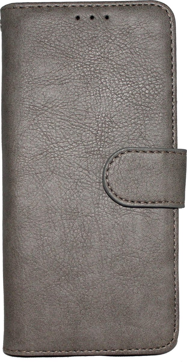 HB Hoesje Geschikt voor Apple iPhone XR - Grijs - Luxe Kunstlederen Portemonnee Book Case