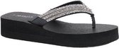 Identity Teenslipper Plateau Dames Zwart Maat 38