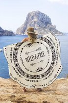 Mycha Ibiza – roundie - rond strandlaken – 100% katoen – cala wild and free – zwart