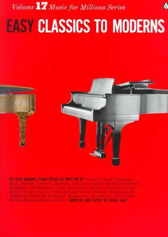 Livre "Easy Classics to Moderns", Volume 17 Music for Millions Series, avec un piano et un premier plan décoratif.