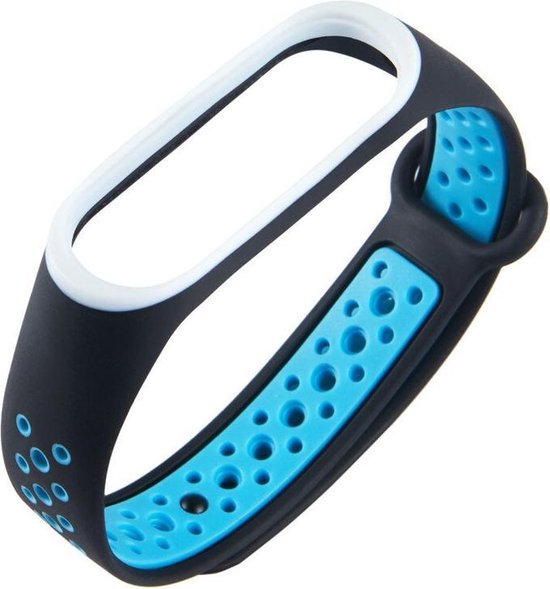 KELERINO. Siliconen bandje geschikt voor Xiaomi Mi Band 3 / 4 - Zwart / Blauw