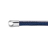 Quiges Leren Ketting Blauw zonder Sluiting Clipring voor Hangers - RVS - Dames - 70cm - EPK090