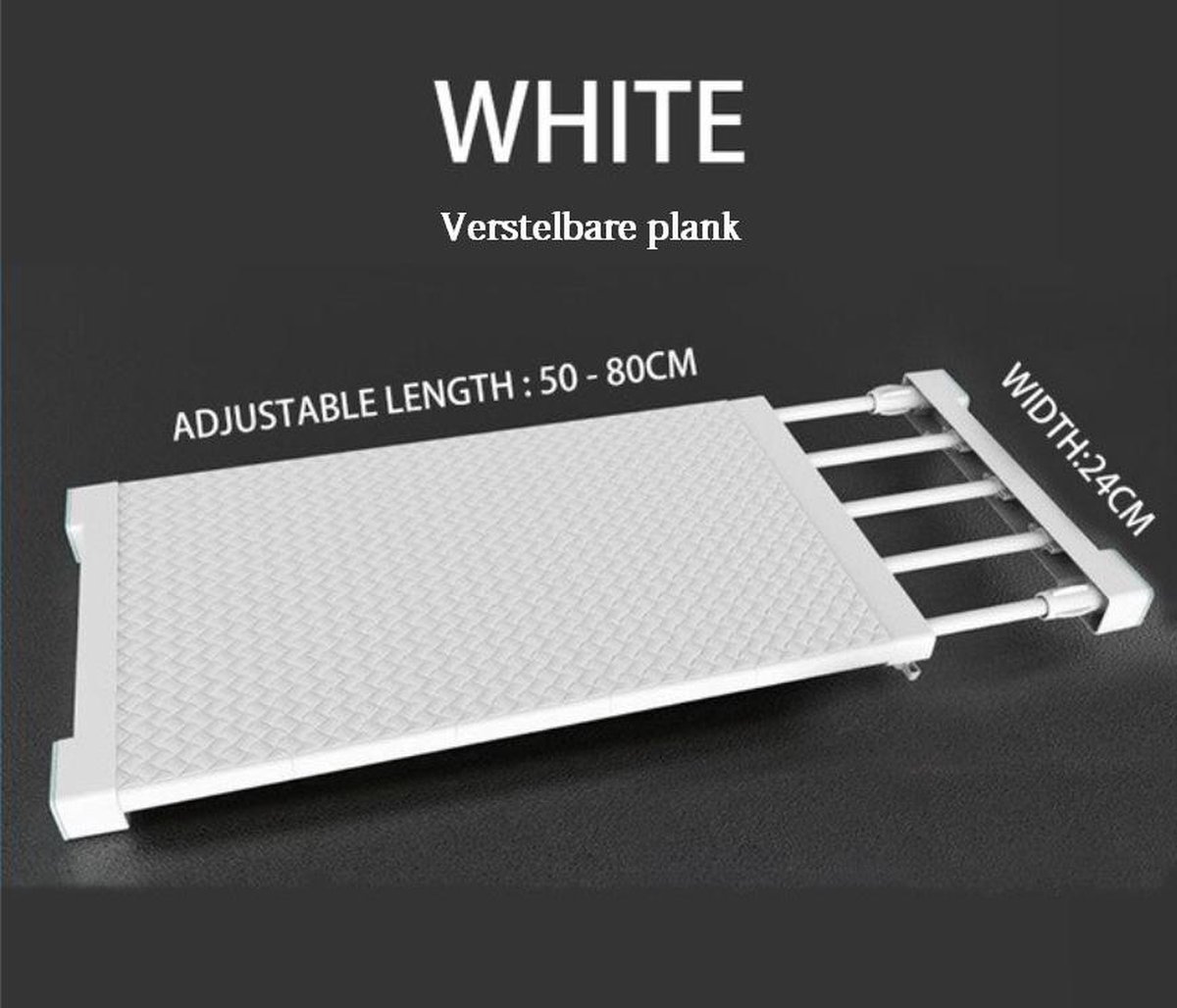 NTURE - Kastplank -Verstelbare Plank - 50 cm tot 80 cm uitrekbaar, 24 cm - -... | bol.com