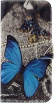Blauwe vlinder book case hoesje wallet LG K4 (2017)