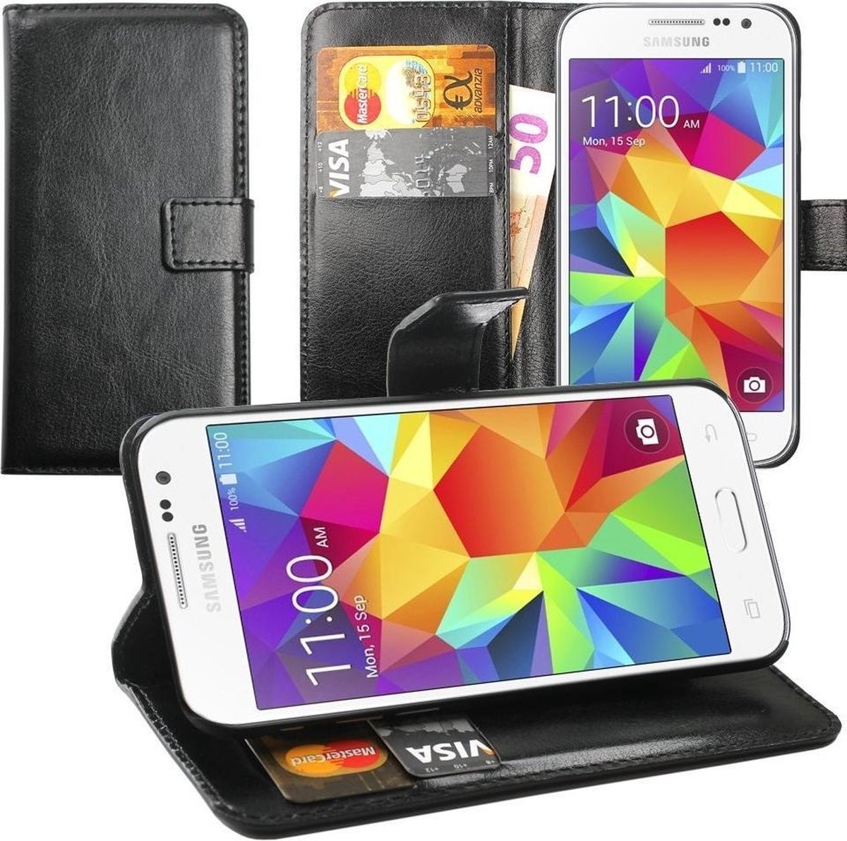 Wallet bookcase hoesje voor Samsung Galaxy Core Prime G360 -Zwart
