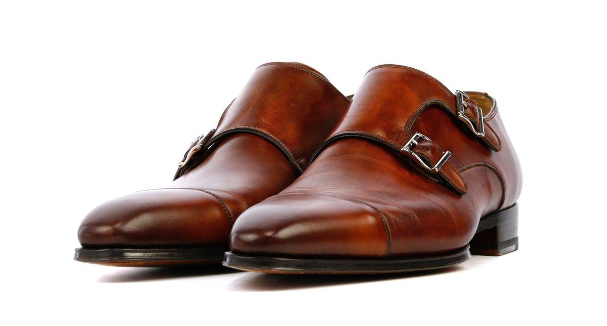 Magnanni Brown Suede Double Monk Strap Shoes | Jules B
