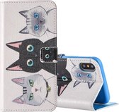 iPhone X / XS - Flip hoes, cover, case - PU Leder - TPU - Katten