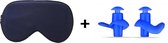 KELERINO. Masque de sommeil en soie - Comprend des bouchons d'oreille - Réglable - Homme / Femme - Nuit - Bleu foncé