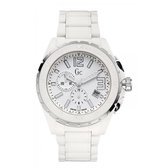 Wit keramisch Guess Collection horloge X76012G1S - zilveren details - witte keramische band - 45 mm - 10 ATM