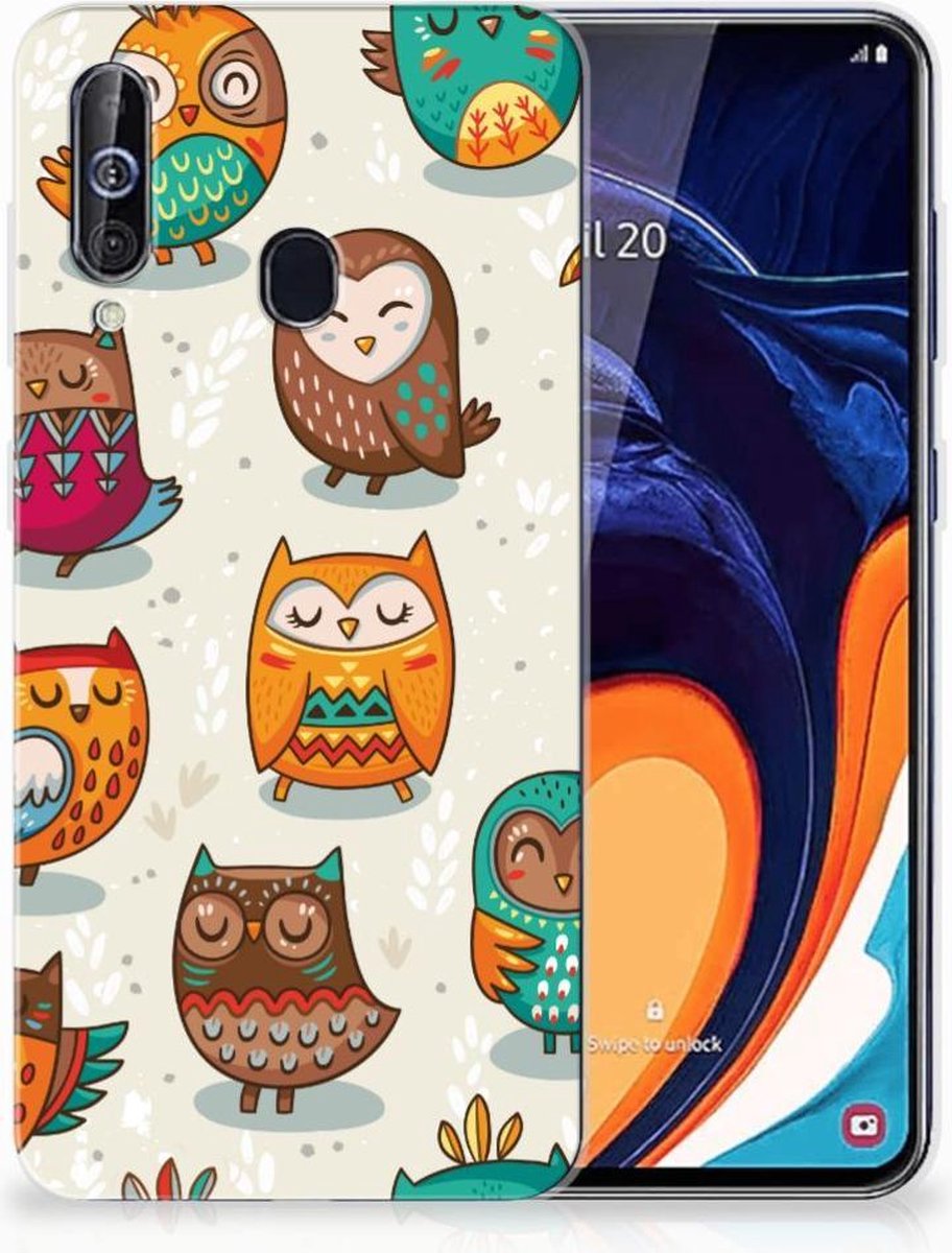 Samsung Galaxy A60 TPU Hoesje Vrolijke Uilen
