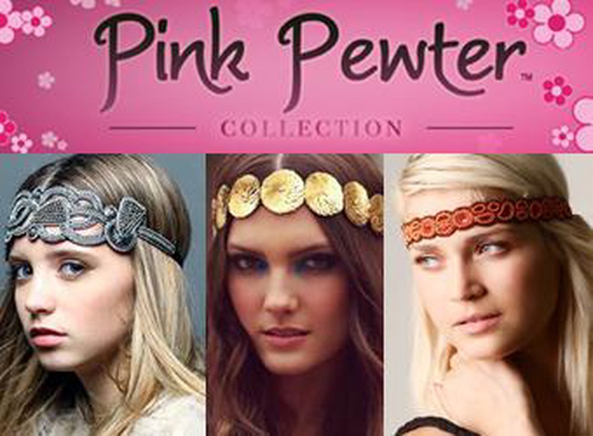 Petra's Sieradenwereld - Pink Pewter hoofdband Janice black | bol.com