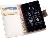 HC Bookstyle Flip Wallet case Telefoonhoesje LG Optimus L4 2 E440 Wit