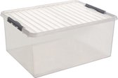 Boîte de rangement Sunware Q-Line - 120L - Plastique - Transparent / Métallisé