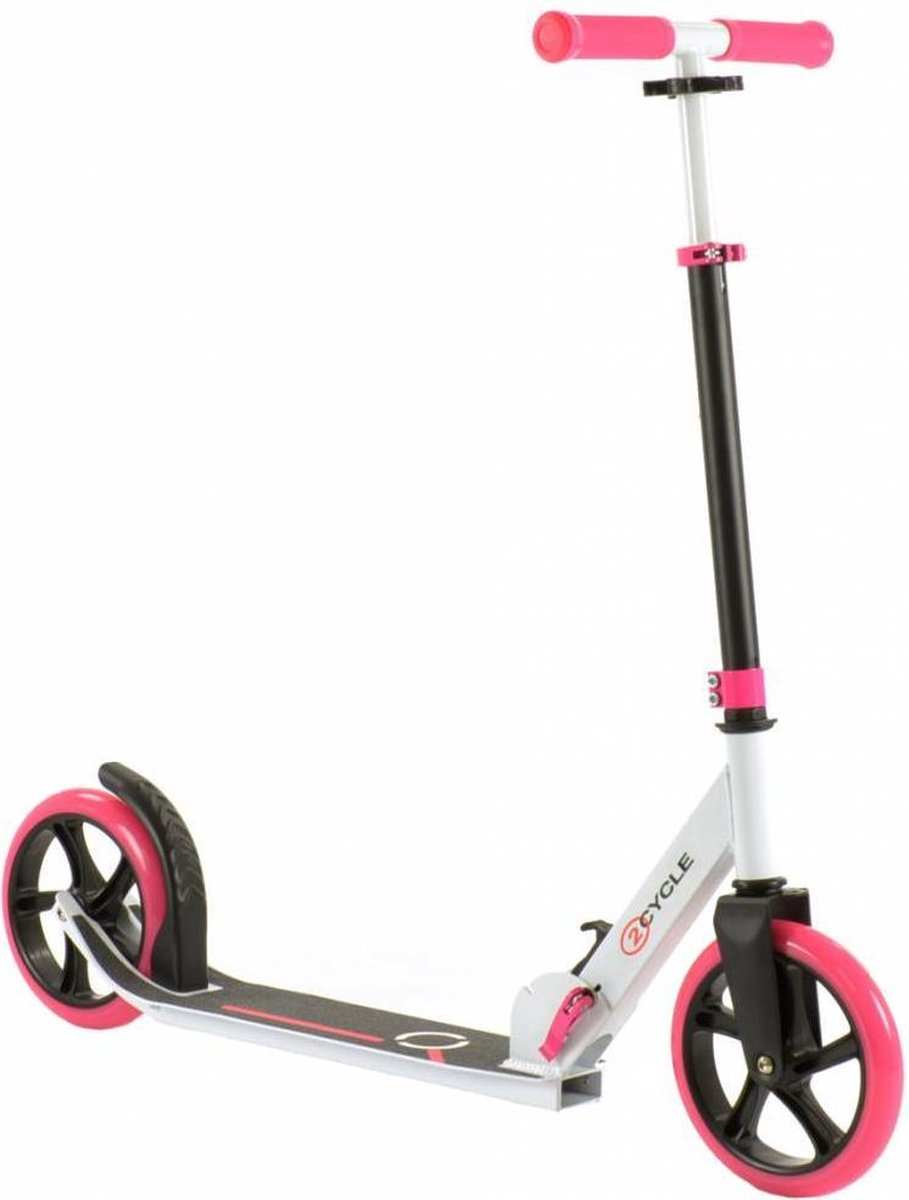 2Cycle Step - - Grote Wielen - 20cm -Roze-Wit - Autoped - Scooter |