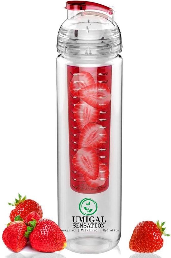 officieel geloof Chronisch Fruitwater Fles Fruit Infuser Rood - Waterfles met infuser BPA Vrij |  bol.com