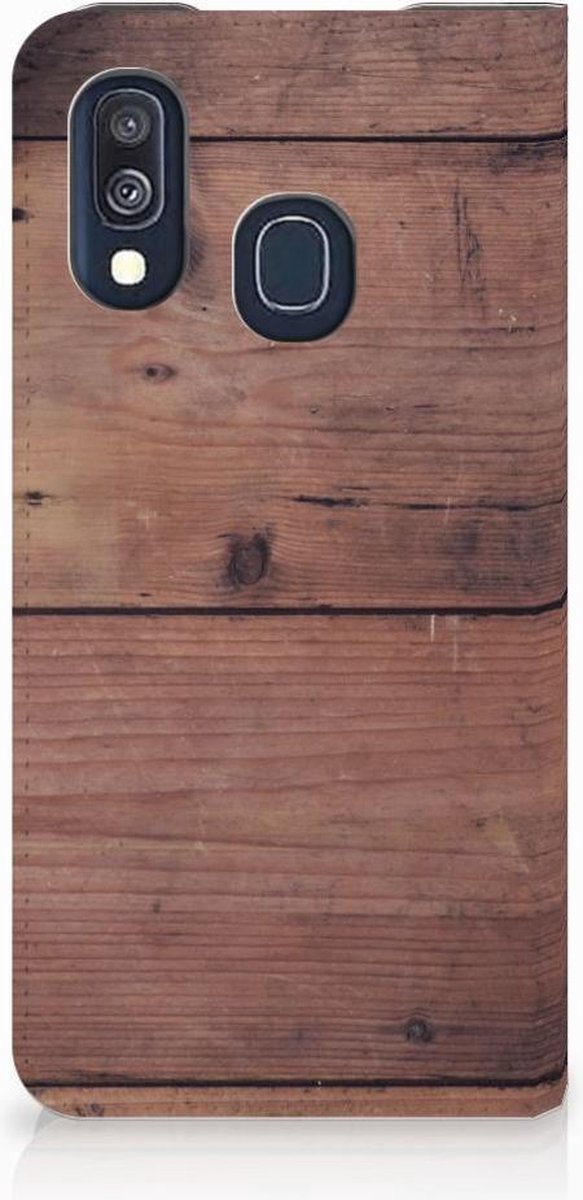 Samsung Galaxy A40 Book Wallet Case Old Wood