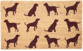 Deurmat - Hond / Honden silhouet - Kokos - 75 x 45 cm