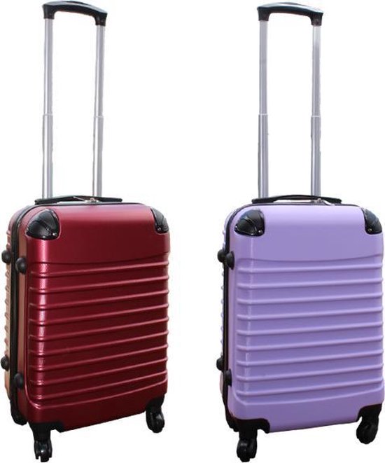 Travelerz kofferset 2 delig ABS handbagage koffers - met cijferslot - 39 liter - lila - bordeauxrood