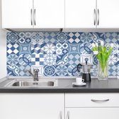 Keuken Achterwand XXL Portugese Tegels - Blauw - Crearreda – Muursticker - 180 x 45 cm