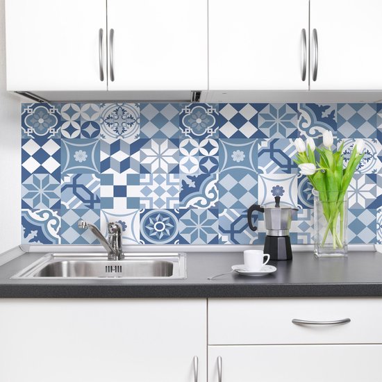 sponsor Circulaire handig Keuken Achterwand XXL Portugese Tegels - Blauw - Crearreda – Muursticker -  180 x 45 cm | bol.com