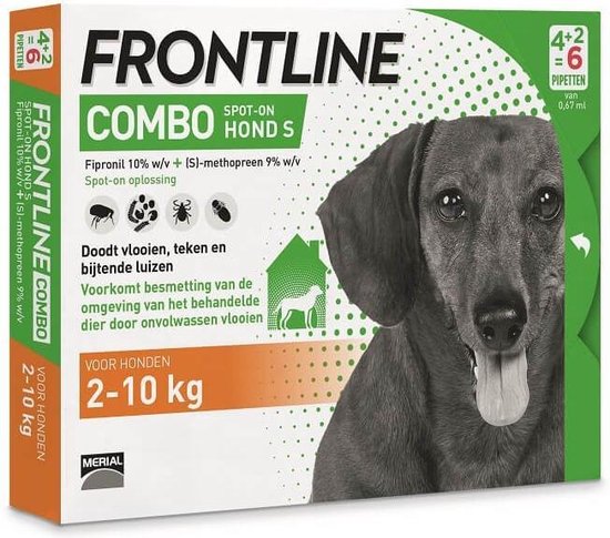 bol.com | Frontline Combo - Anti vlooienmiddel en tekenmiddel - 2 Tot 10 Kg  - Hond - 6 pipetten