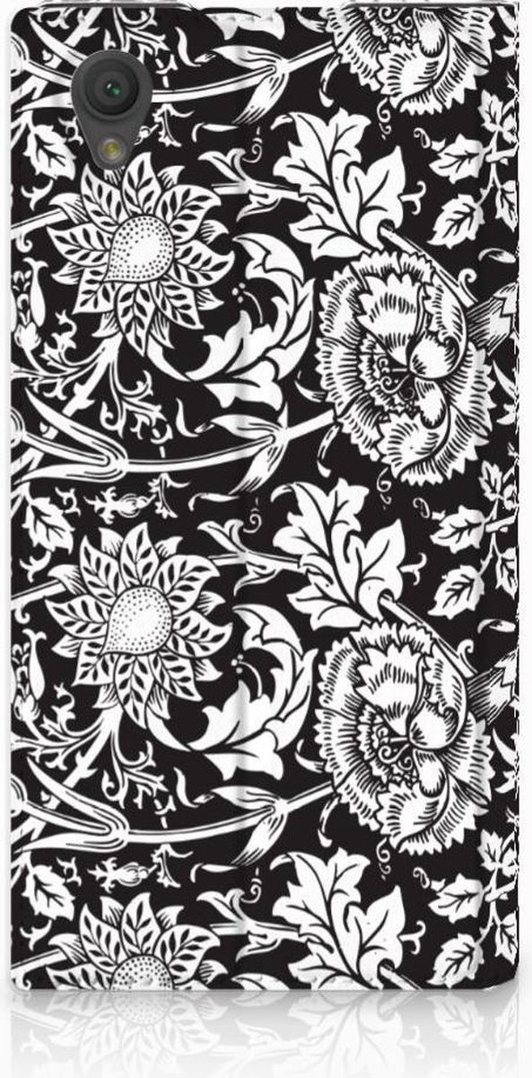 Standcase Hoesje voor Sony Xperia L1 Smart Cover Black Flowers