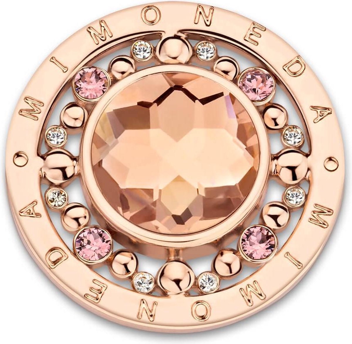 Mi Moneda Vaya Stainless Steel Rosegold Plated Open Disc With Swarovski Crystals And Xs Moneda Maat S SW-VAY-03-S