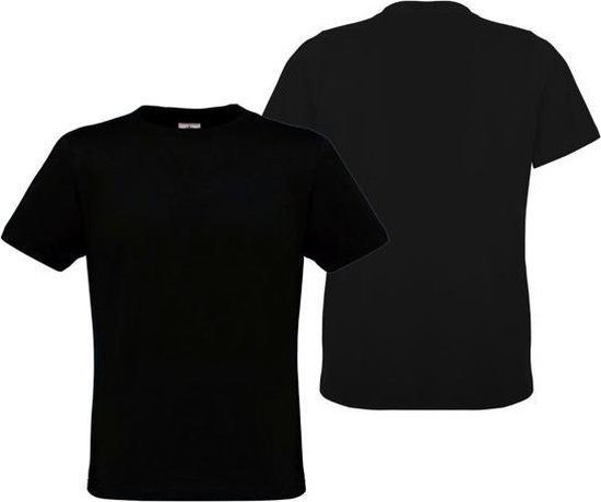 DUO PACK 2x B&C EXACT 190 UNISEX T-shirt| Onbedrukt | Zwart | Maat L |  Blanco | bol.com
