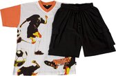 Jongens voetbal set, korte mouw korte broek uit onze Active Wear Collectie-Oranje en Zwart maat 140