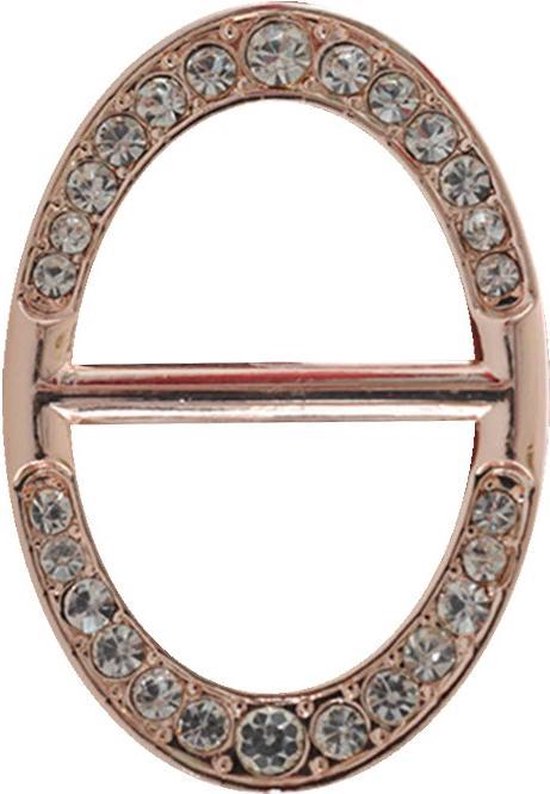Fako Bijoux® - Sjaalklem - Sjaal Klem - Sjaal Ring - Ovaal - Kristal - 25x36mm - Rosé Goudkleurig