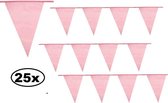 25x Vlaggenlijn roze 10meter - vlaglijn thema feest festival pride themaparty decoratie