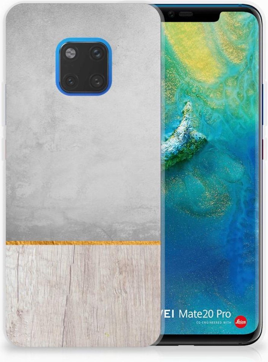 Huawei Mate 20 Pro Bumper Hoesje Wood Concrete