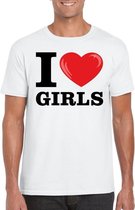 I love girls t-shirt wit heren XL