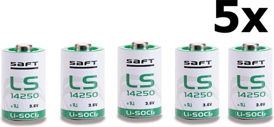 5 Stuks - SAFT LS14250 / 1/2AA Lithium batterij 3.6V | bol.com